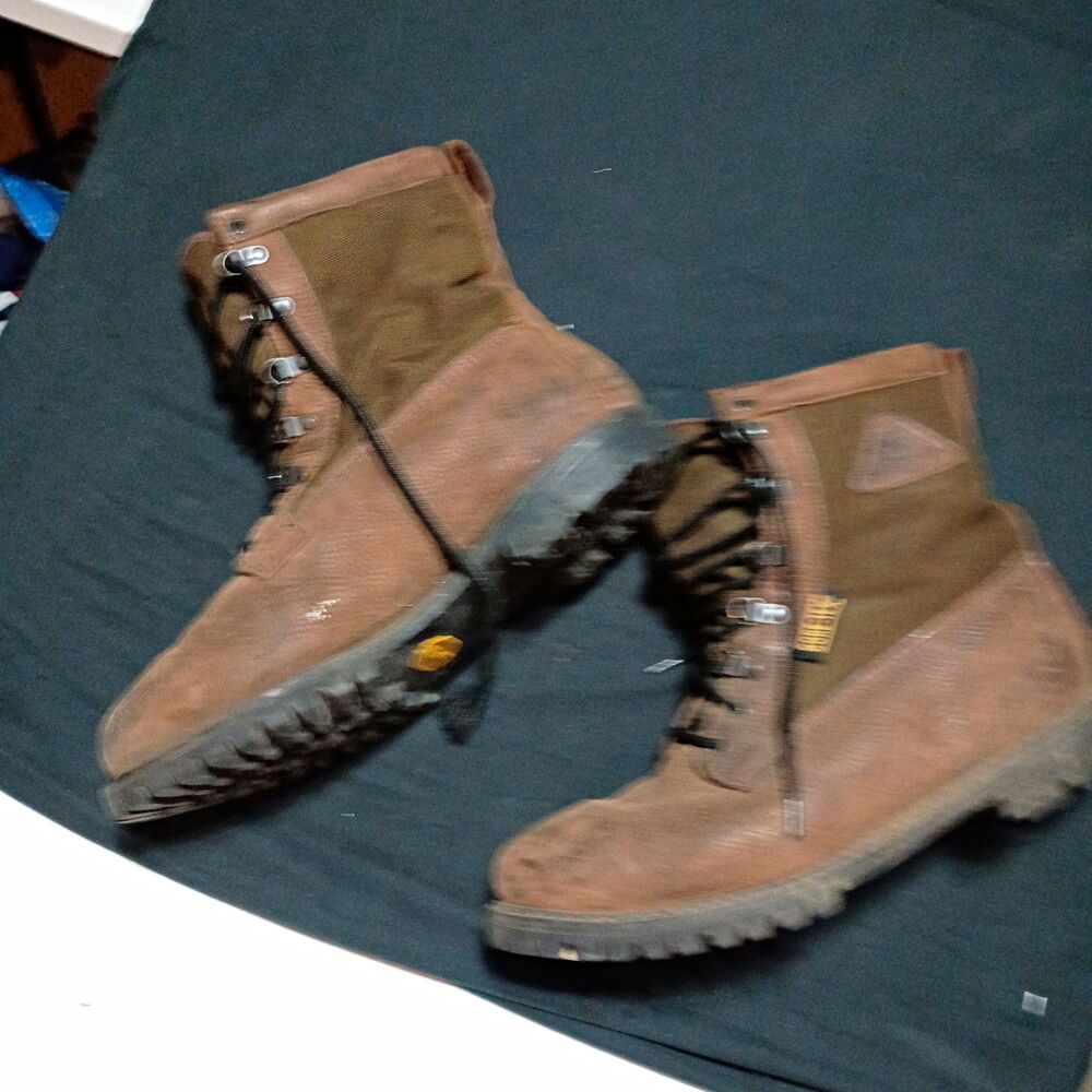 Vibram Men's Brown Leather Lace-Up Mid-Calf Hiking Boots Lined US 10